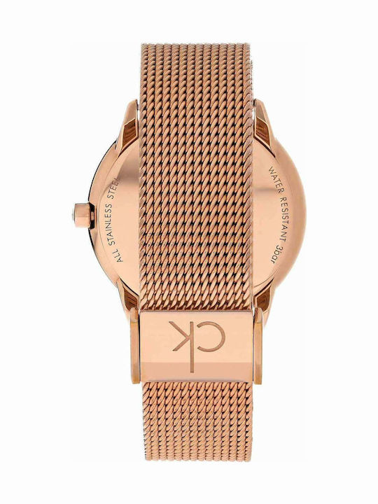 Calvin Klein Minimal Γυναικείο Ρολόι 35mm Μπαταρίας με Ροζ Χρυσό Μεταλλικό Μπρασελέ
