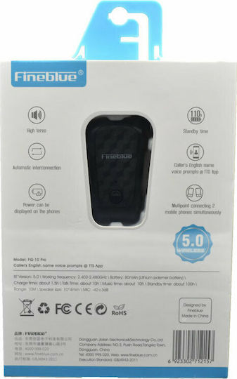 Fineblue FQ-10R PRO Earbud Bluetooth Handsfree Ακουστικό Πέτου Μαύρο