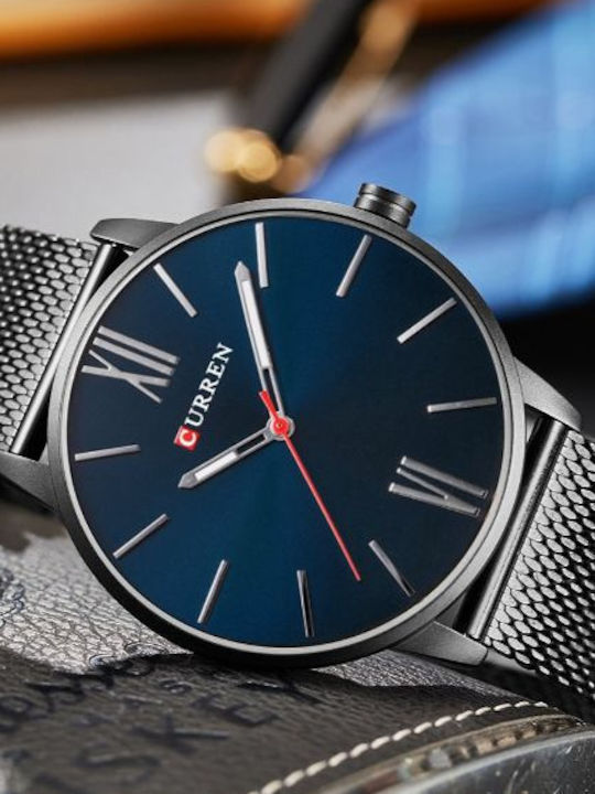 Curren Herrenuhr 42mm Batterie mit Metallarmband Blue