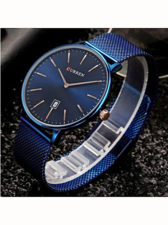 Curren Men's Watch 41mm Battery with Metal Bracelet Blue