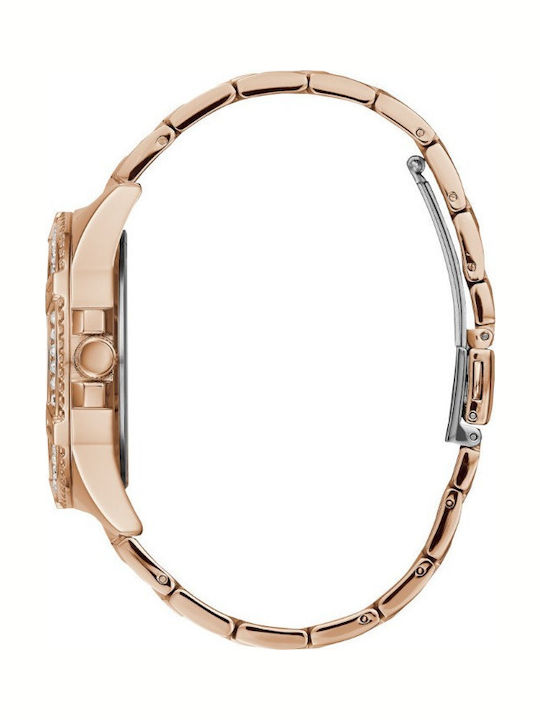 Guess Lady Frontier Γυναικείο Ρολόι 40mm Χρονογράφος Μπαταρίας με Ροζ Χρυσό Μεταλλικό Μπρασελέ