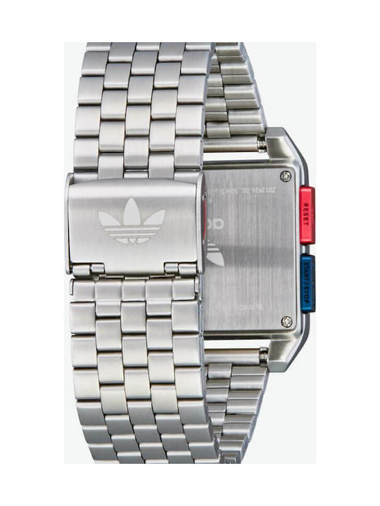 adidas Archive M1 Ψηφιακό Ανδρικό Ρολόι 36mm Μπαταρίας με Ασημί Μεταλλικό Μπρασελέ