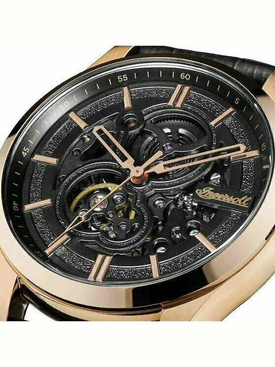 Ingersoll Armstrong Automatic Men's Watch 46mm Chronograph Automatic with Black Leather Strap