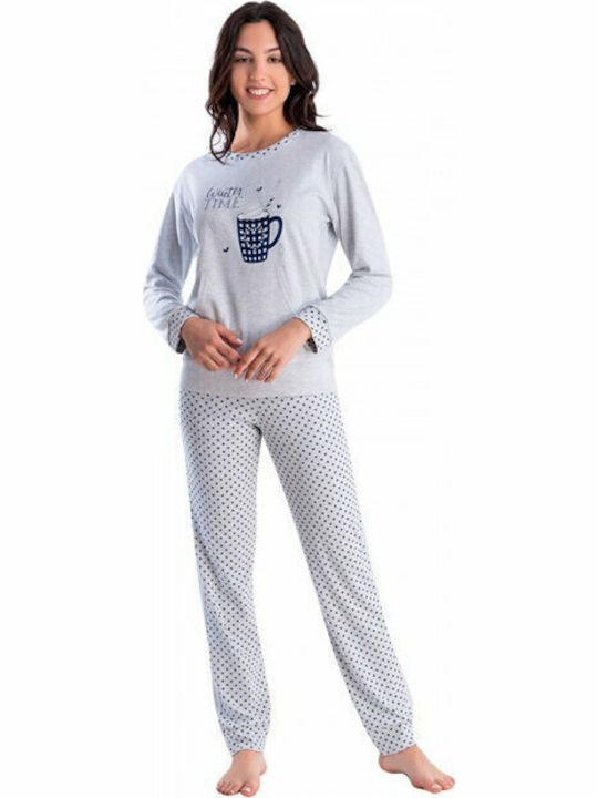 Rachel Winter Damen Pyjama-Set Grey/Blue 12604