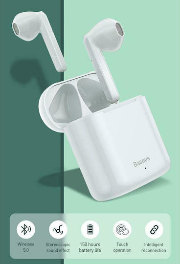 Baseus Encok W09 In-ear Bluetooth Handsfree Earphones with Sweat Resistance and Charging Case White