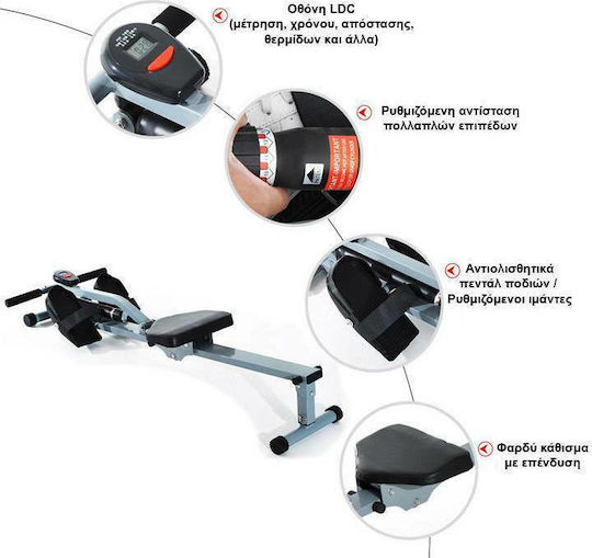HomCom Rowing Machine with Hydraulic Braking System Maximum Weight Limit 110kg