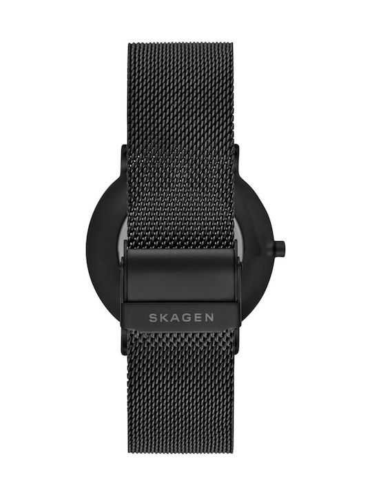 Skagen Hagen Ανδρικό Ρολόι 40mm Μπαταρίας με Μαύρο Μεταλλικό Μπρασελέ