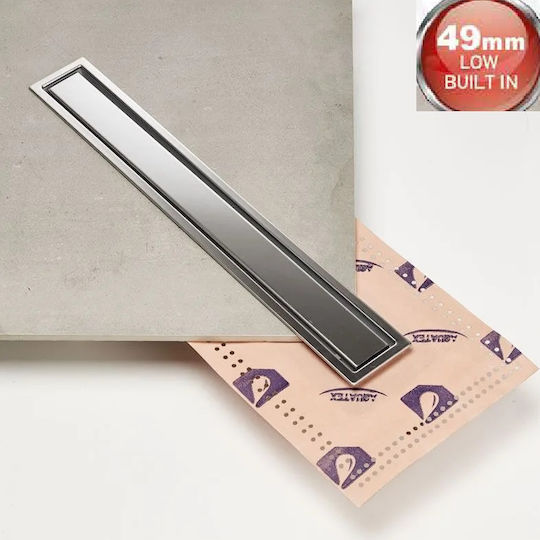 Tema Oțel inoxidabil Canal Duș cu Ieșire 40mm și Lungime 60cm Argintiu