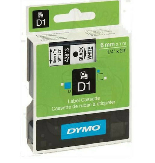 Dymo 43613 Etikettendrucker-Bänder 7m x 6mm in Weiß Farbe Kompatible Reihe mit Dymo D1