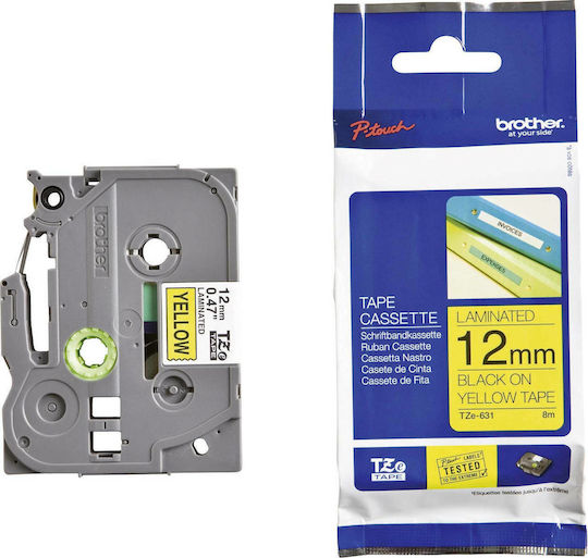 Brother TZE-631 Label Maker Tape 8m x 12mm In Yellow Colour 4 Pieces Compatible With Brother TZe/TZ