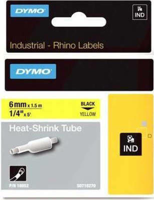 Dymo 18052 Label Maker Tape 1.5m x 6mm in Yellow Colour Compatible with Dymo D1 Dymo Rhino/IND