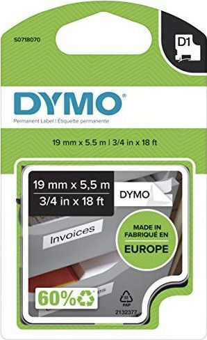 Dymo 16960 Label Maker Tape 5.5m x 19mm in White Colour Compatible with Dymo D1