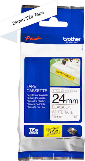 Brother Label Maker Tape 8m x 24mm In Black Colour Compatible With Brother TZe/TZ