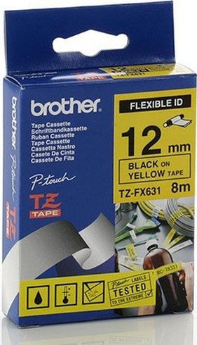 Brother Етикетна Филм 8м x 12мм в Жълт Цвят Съвместима С Brother TZe/TZ