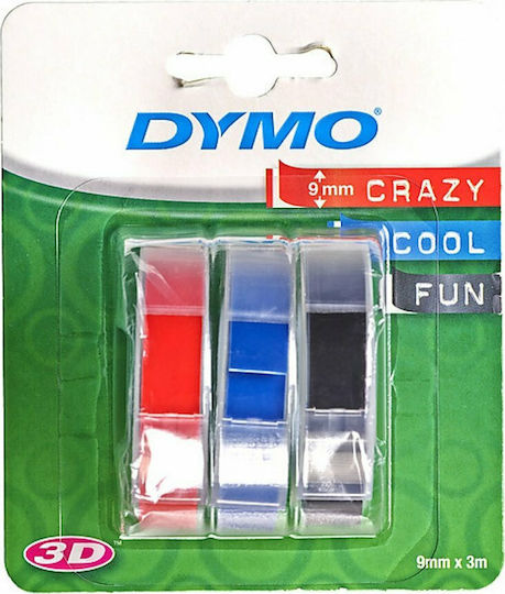 Dymo Label Maker Tape 3m x 9mm Multicolour 3pcs