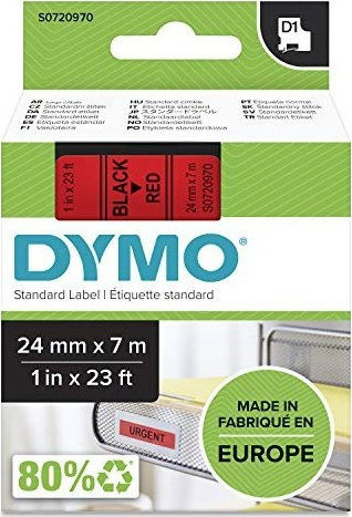Dymo 53717 Ταινία Ετικετογράφου 7m x 24mm σε Κόκκινο Χρώμα Συμβατή με Dymo D1