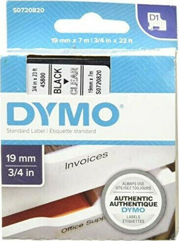 Dymo 45800 Label Maker Tape 7m x 19mm In Transparent Colour Compatible With Dymo D1