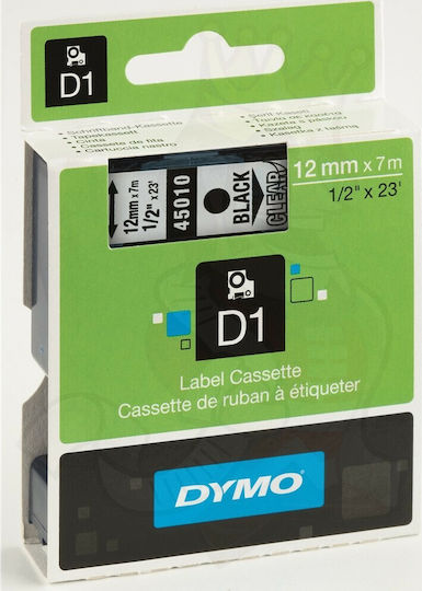 Dymo 45010 Label Maker Tape 7m x 12mm in Transparent Colour Compatible with Dymo D1