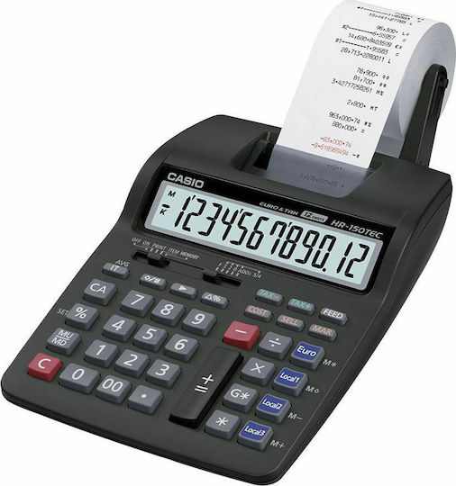 Casio HR-150RCE Calculator Receipt Paper Roll 12 Digits in Black Color 1pcs