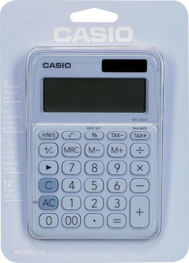 Casio MS-20UC Калкулатор Счетоводство 12 Цифри в Светлосин Цвят 1бр