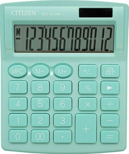 Citizen SDC-812NR Calculator 12 Digits in Green Color 1pcs
