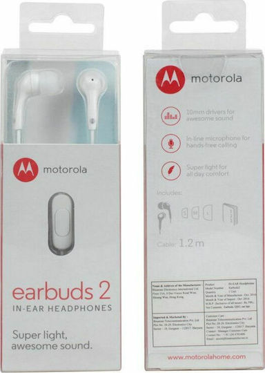 Motorola Earbuds 2 In-ear Handsfree with 3.5mm Connector White