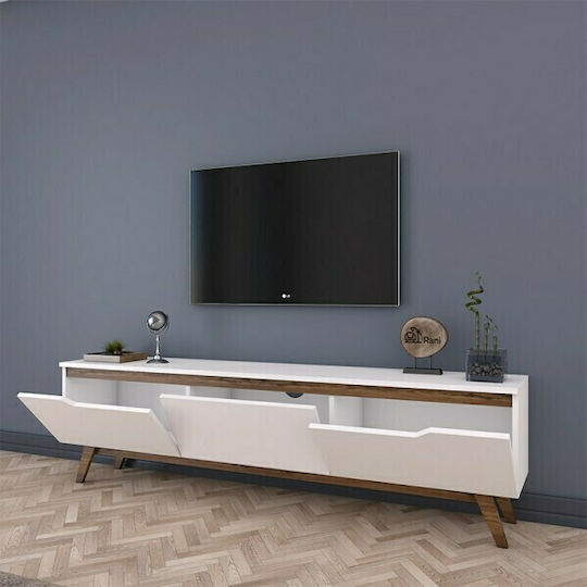 Шкаф за телевизор Дървен Kasandra Бяло / орех Д180xШ35xВ48.5см