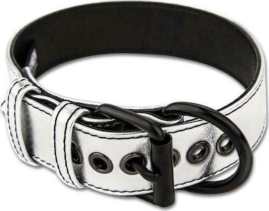 Lovetoy Bondage Fetish Metallic Pup Collar With Leash Κολάρο Silver
