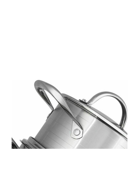 Edenberg Cookware Set of Stainless Steel with No Coating Silver 12pcs