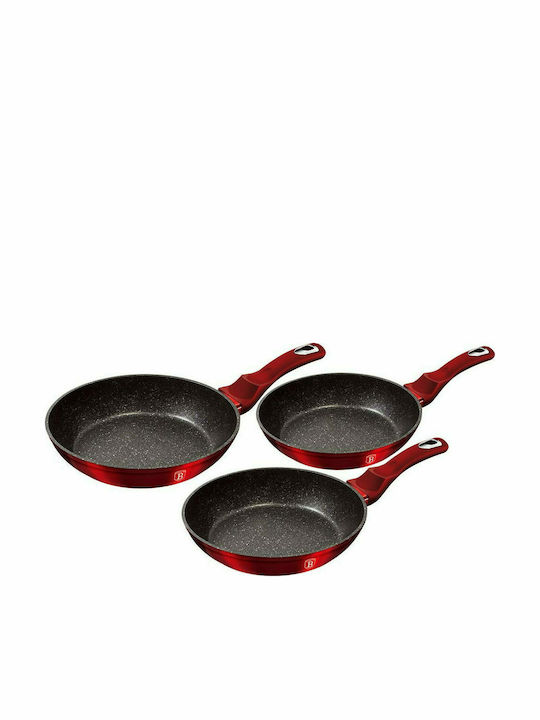 Berlinger Haus Metallic Line Pans Set of Aluminum with Stone Coating Burgundy Collection 3pcs