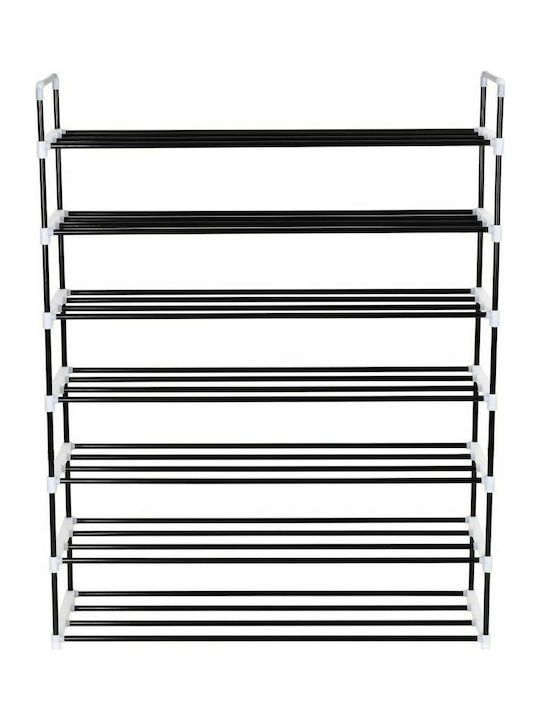 Metallic Shoe Organizer with 7 Shelves Black 91x29x133cm