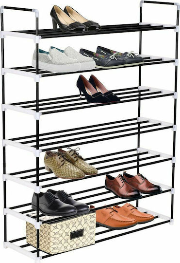 Metall Schuhschrank mit 7 Regalen Schwarz L91xW29xH133cm