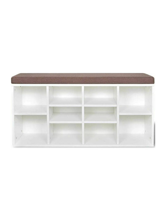 Wooden Shoe Organizer with 6 Shelves White 103x30x48cm