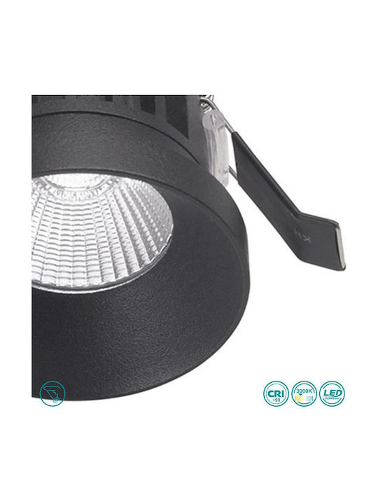 Gea Luce Danae Rund Metallisch Einbau Spot mit integriertem LED und Warmweißes Licht Schwarz 7x7cm. 1Stück