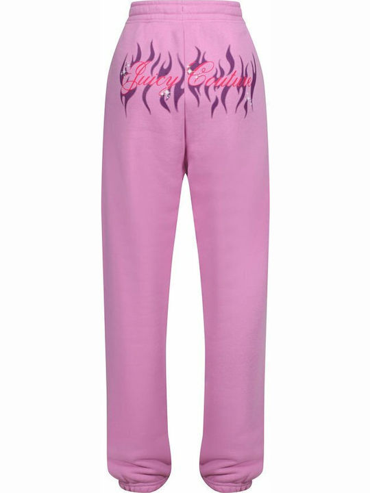 Graphic Boyfriend Sweatpants Jogger Fleece Orchid Pink Flame