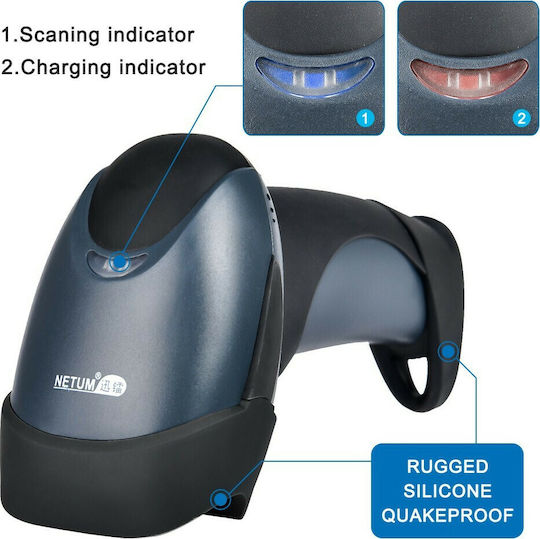 Netum CCD Handheld Scanner Wireless with 1D Barcode Reading Capability