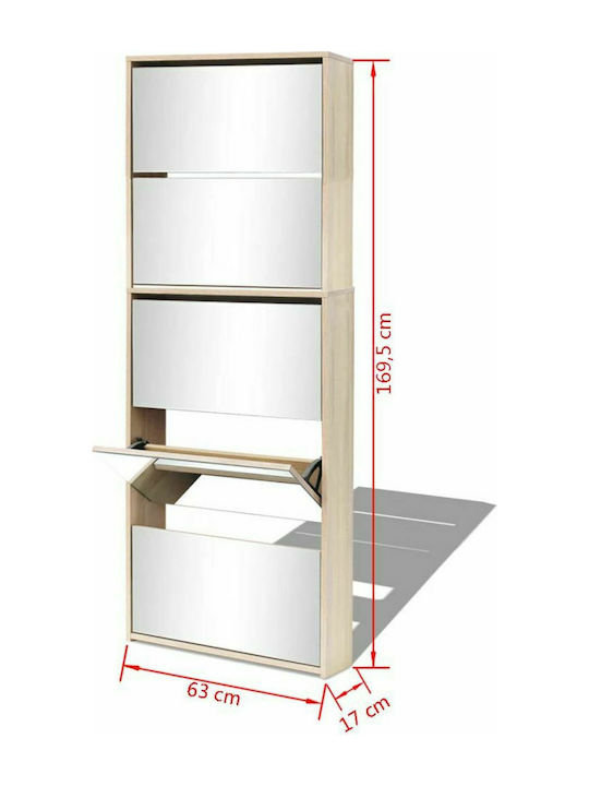 Suport pentru pantofi cu 5 Rafturi Albă L63xW17xH169.5cm