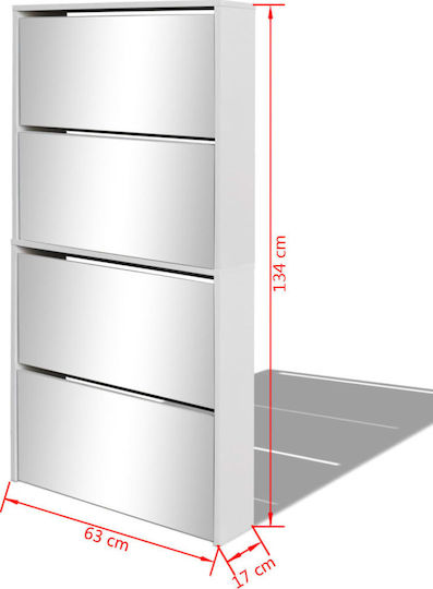 Suport pentru pantofi cu 4 Rafturi Albă L63xW17xH134cm