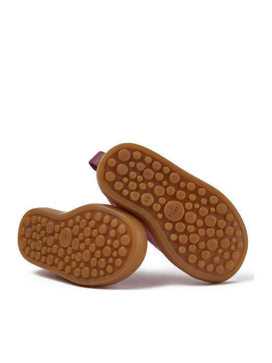 Kids Leather Boots with Lace Pink