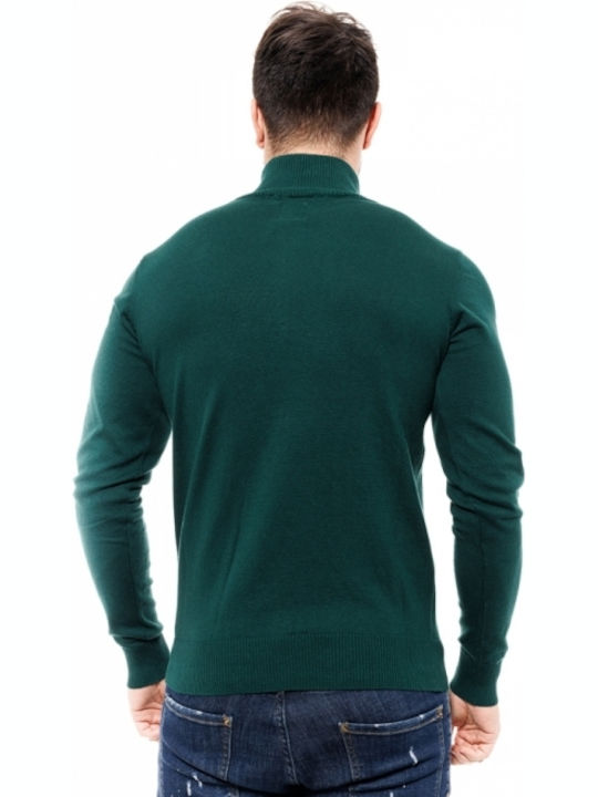 Smart & Co 46-206-017 Men's Long Sleeve Sweater with Zipper Green