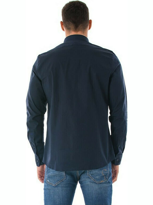 Gnious Balder Men's Shirt Long Sleeve Cotton Navy Blue