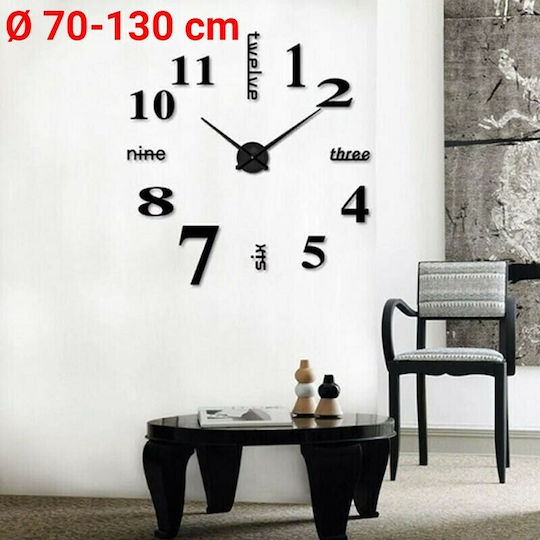 3D 3D Wanduhren Aufkleber Kunststoff Schwarz Ø70cm