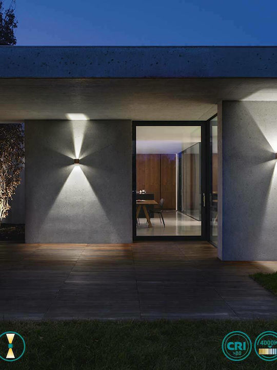 Gea Luce Henk Επιτοίχιο Εξωτερικό Σποτ LED IP54 με Φυσικό Λευκό Φως Διπλής Δέσμης