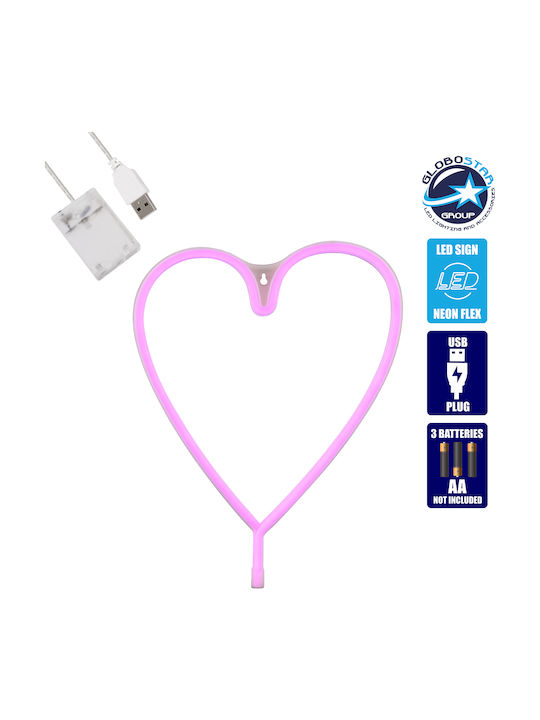 GloboStar Neon Διακοσμητικό Φωτιστικό LED Καρδιά