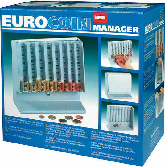 Smart Choice Plastic Desk Coin Case with 8 Number of Spit Eurocoin Manager