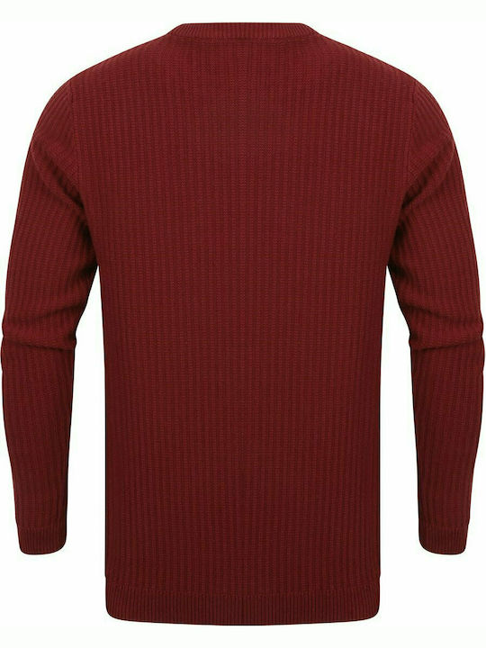 Tokyo Laundry Edison gerippter Rundhalsausschnitt Baumwoll-Strickpullover 1A11214 - Oxblood Red