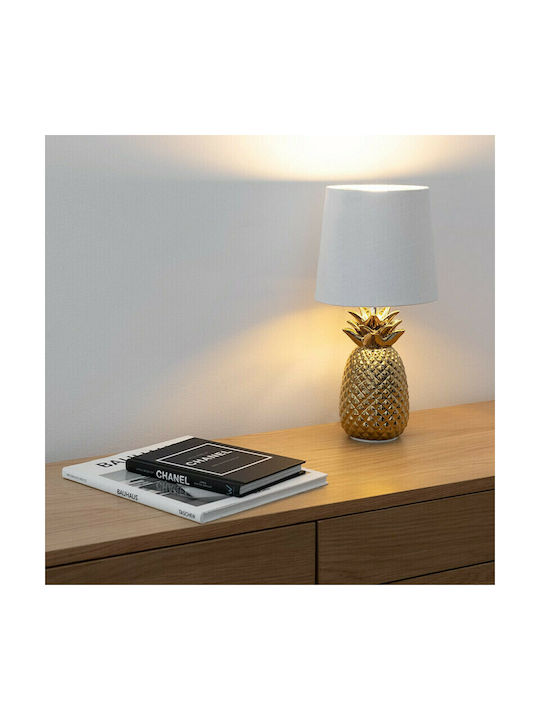 Navaris Pineapple Μεταλλικό Πορτατίφ για Ντουί E14 με Λευκό Καπέλο και Χρυσή Βάση