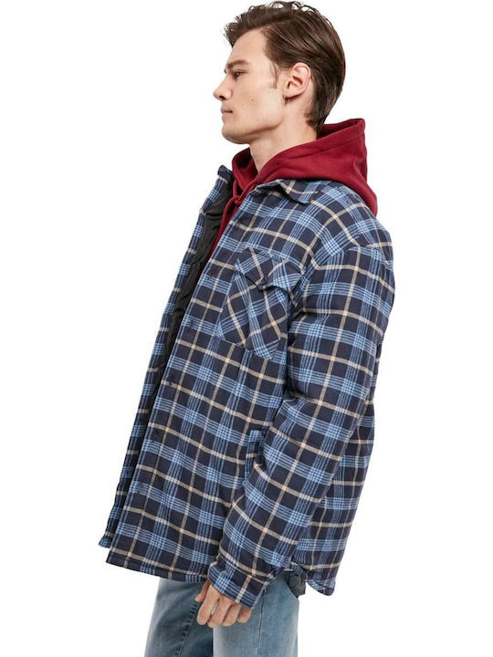 Μακρυμάνικo Φανελένιο Overshirt Καρό Lightblue/darkblue