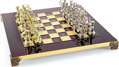 Manopoulos Τοξότες Χειροποίητο Σκάκι Μεταλλικό Κόκκινο με Πιόνια 28x28cm