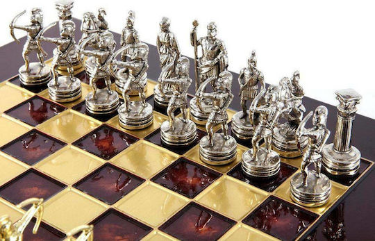 Manopoulos Archers Handmade Chess Metal with Pawns 28x28cm